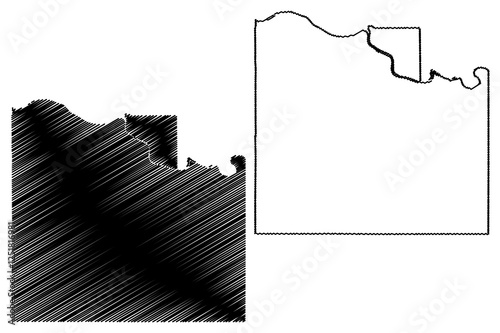 Douglas County, Kansas (U.S. county, United States of America, USA, U.S., US) map vector illustration, scribble sketch Douglas map photo