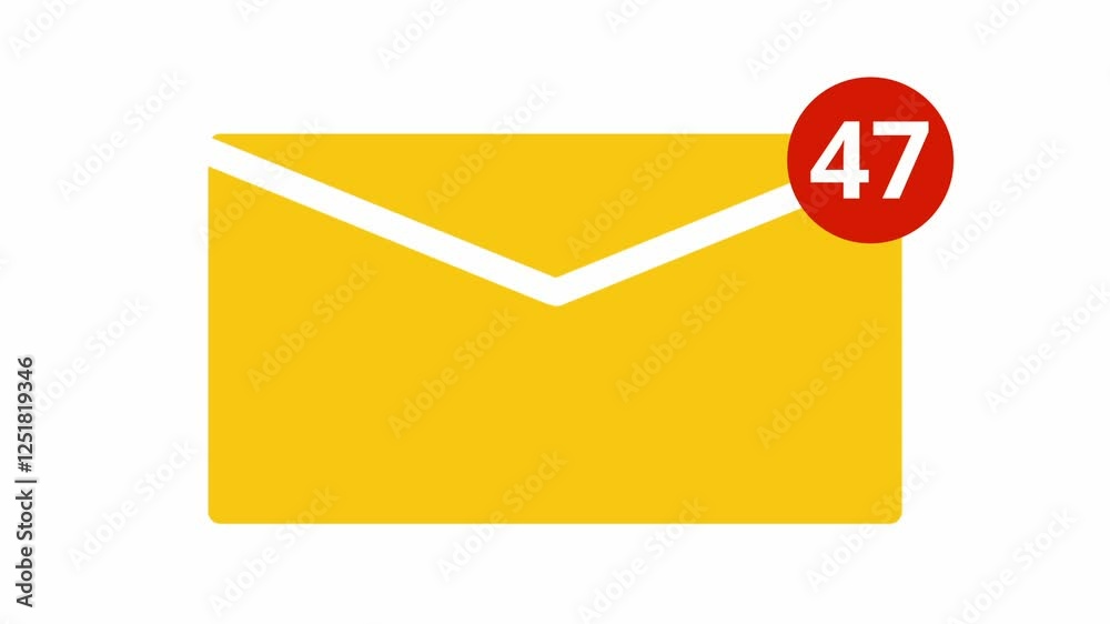 Animated unread message notice. New email notification. Flat cartoon style icon 4K video footage. Messenger color isolated element animation on white background Animated unread message notice. New email notification. Flat cartoon style icon 4K video footage. Messenger color isolated element animation on white background