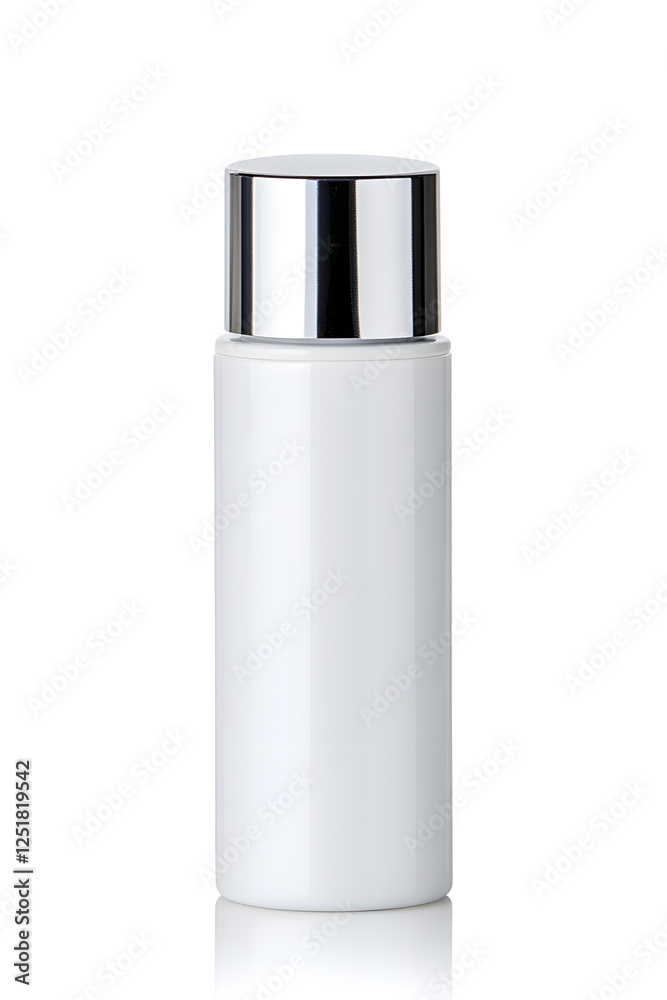 White unbranded bottle skincare container, mock up, isolated on white background White unbranded bottle skincare container, mock up, isolated on white background