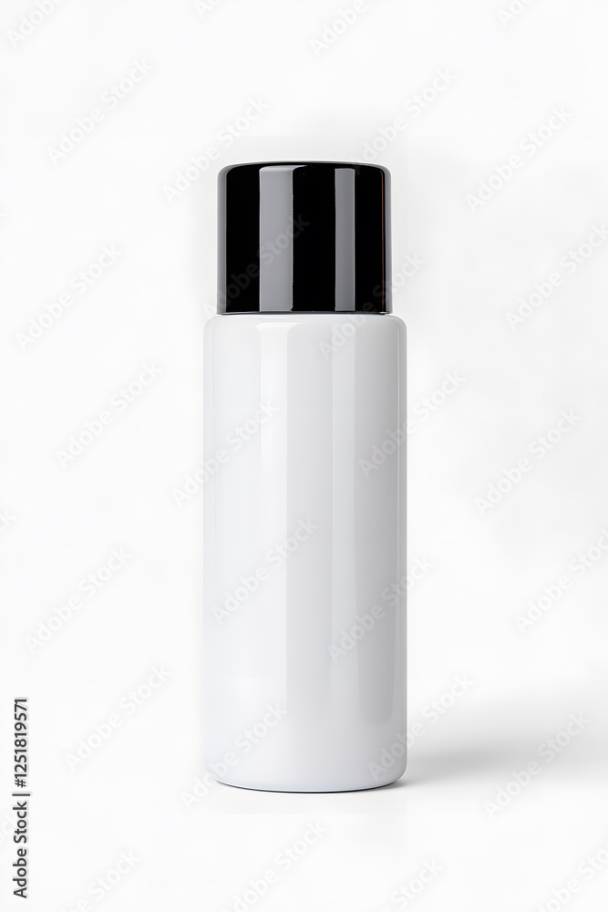 White unbranded bottle skincare container, mock up, isolated on white background White unbranded bottle skincare container, mock up, isolated on white background