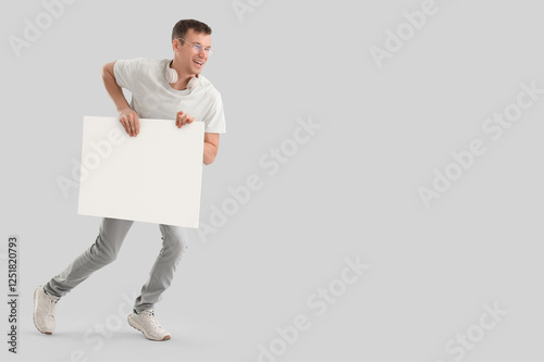 Running man with blank post...