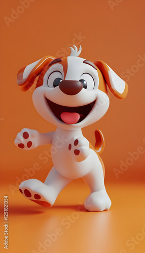 Fototapeta Naklejka Na Ścianę i Meble -  Lively 3D cartoon dog in a playful pose AI Generated