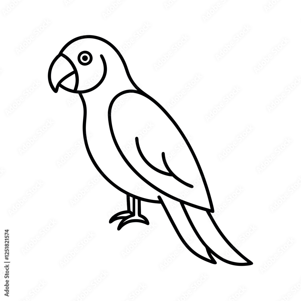 Simple Green Parrot Outline Vector Graphic Simple Green Parrot Outline Vector Graphic
