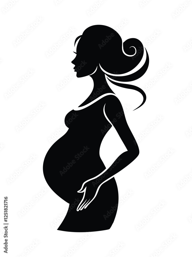 Pregnant women vector silhouette, white background Pregnant women vector silhouette, white background