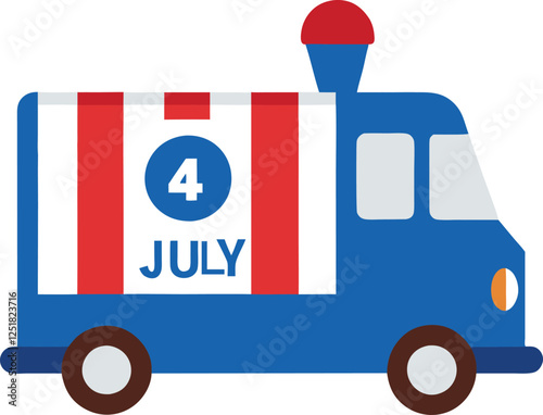4th of July ice cream truck vector illustration 
