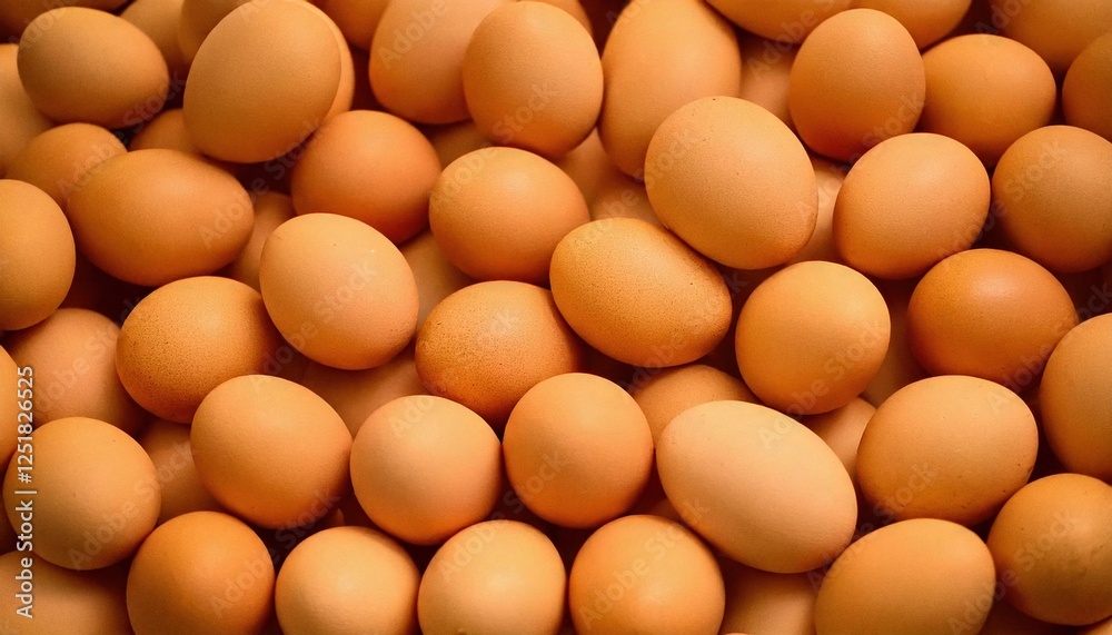 Fresh farm eggs arranged closely in a vibrant display on a wooden surface Fresh farm eggs arranged closely in a vibrant display on a wooden surface