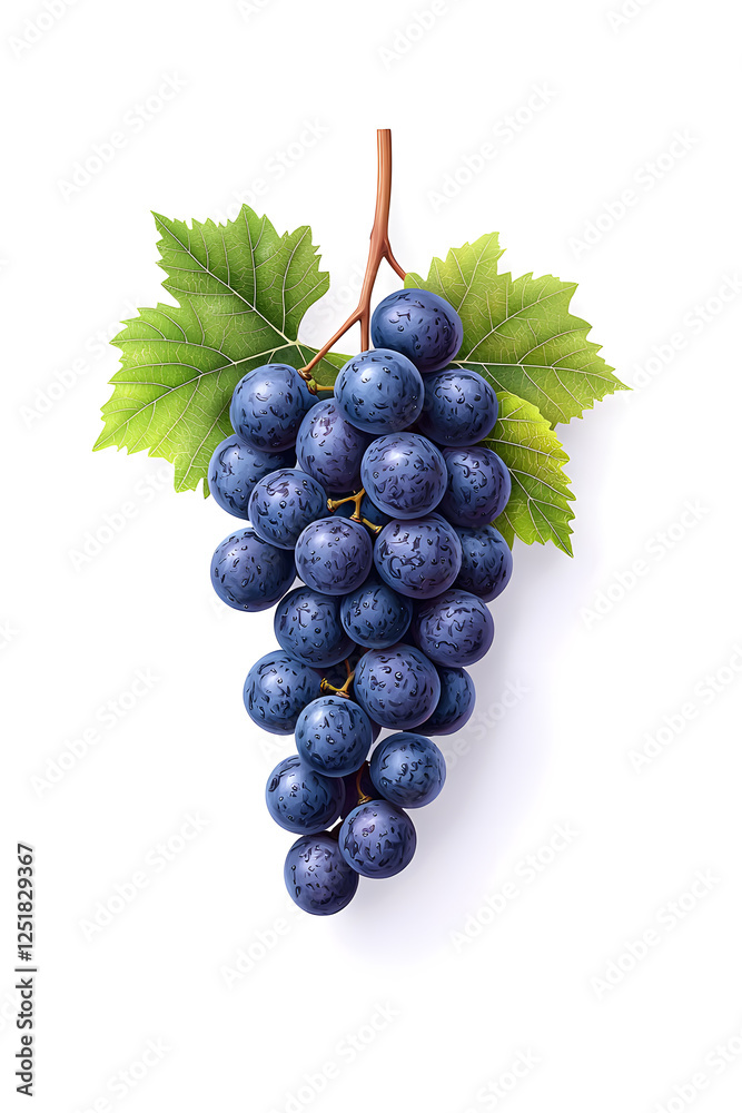 A bunch of fresh blue grapes isolated, isolated on white background A bunch of fresh blue grapes isolated, isolated on white background