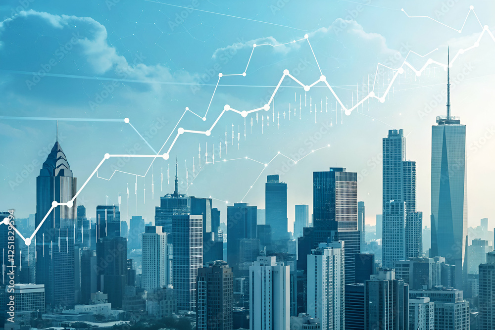 Obraz premium Urban Skyline Growth Chart Visualization