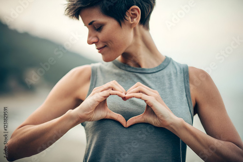 Woman Creating Heart Shape Outdoors With Hands and Feelings of Gratitude and