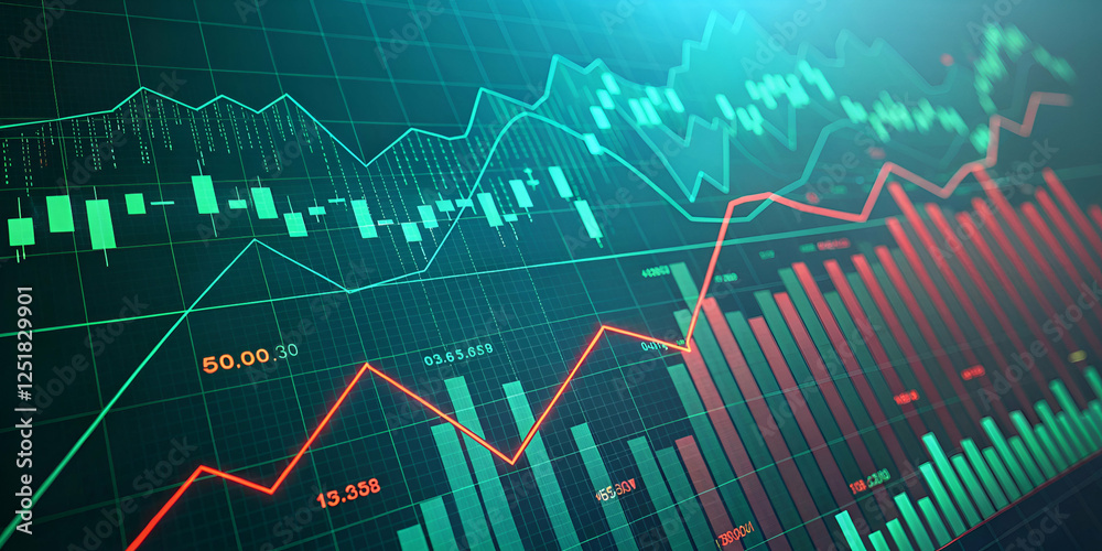 Naklejka premium Financial Data Graph Displayed On Screen Displaying Market Analysis