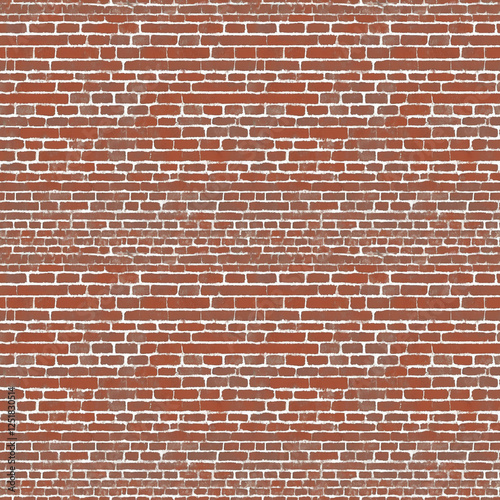 Seamless texture of red brick wall with white grout, perfect for backgrounds and patterns.