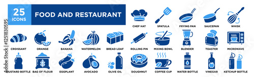 Food and Restaurant icon collection set. Containing design dinner, restaurant, meal, healthy	