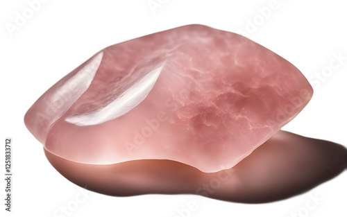 A premium rose quartz gua sha facial massage tool on an empty plain background photo