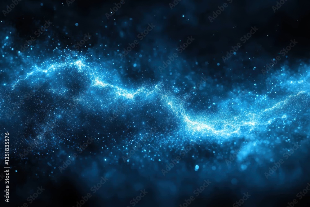 Fototapeta premium A vibrant cosmic scene with swirling blue particles and light effects.