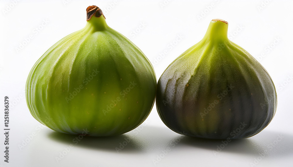 Obraz premium green fig remoted on white historical past complete intensity of subject