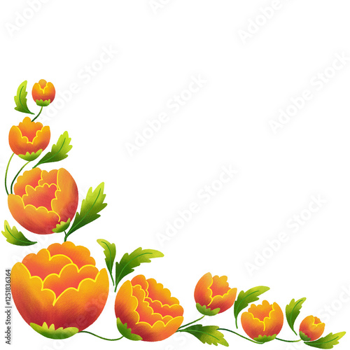 autumn leaves frame peony edges decoration
