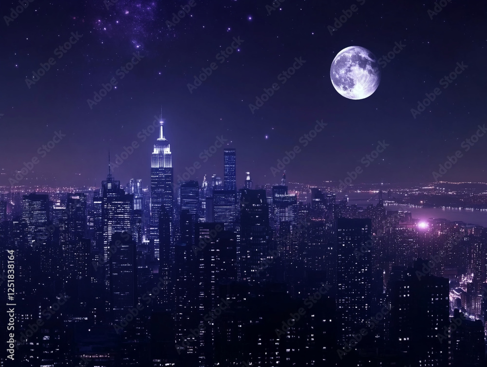 Naklejka premium Background: night city with bright neon lights, reflections on wet asphalt, urban atmosphere for modern projects and technological brands