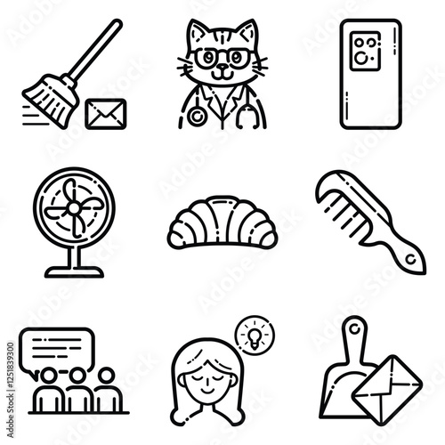 Essential Flat Icon Set Isolated On White Background