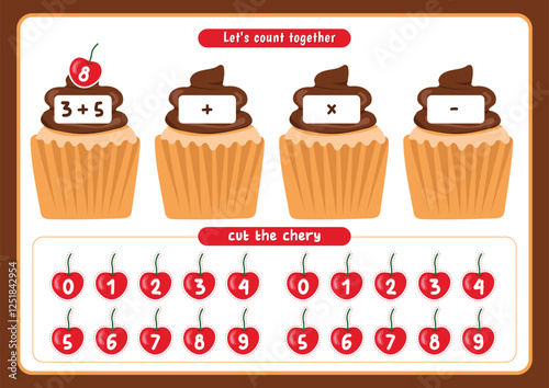 Cute Cupcake Math Operations Worksheet for Kids