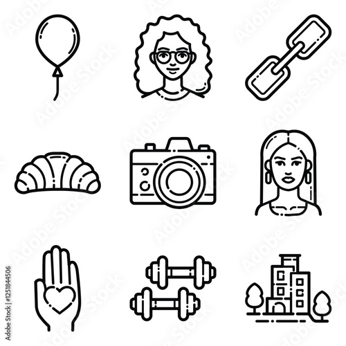 Essential Flat Icon Set Isolated On White Background