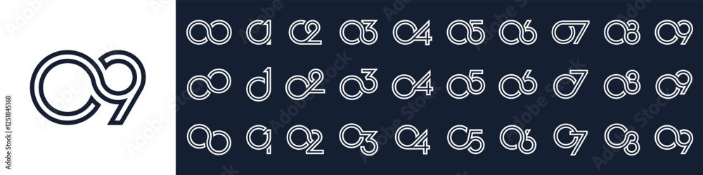 collection of creative number 01 to 09 logo designs. abstract design vector illustration collection of creative number 01 to 09 logo designs. abstract design vector illustration