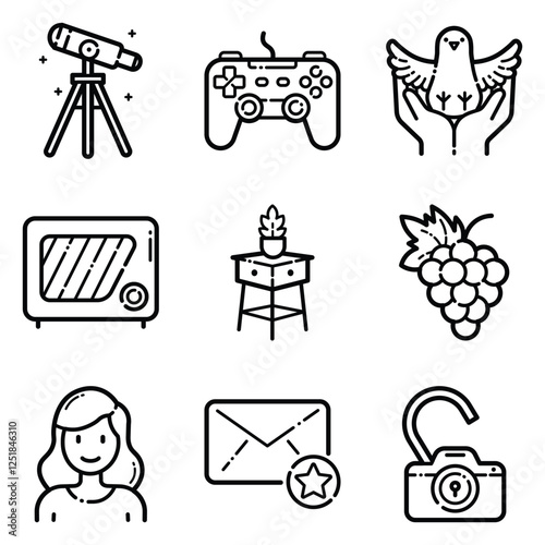 Essential Flat Icon Set Isolated On White Background