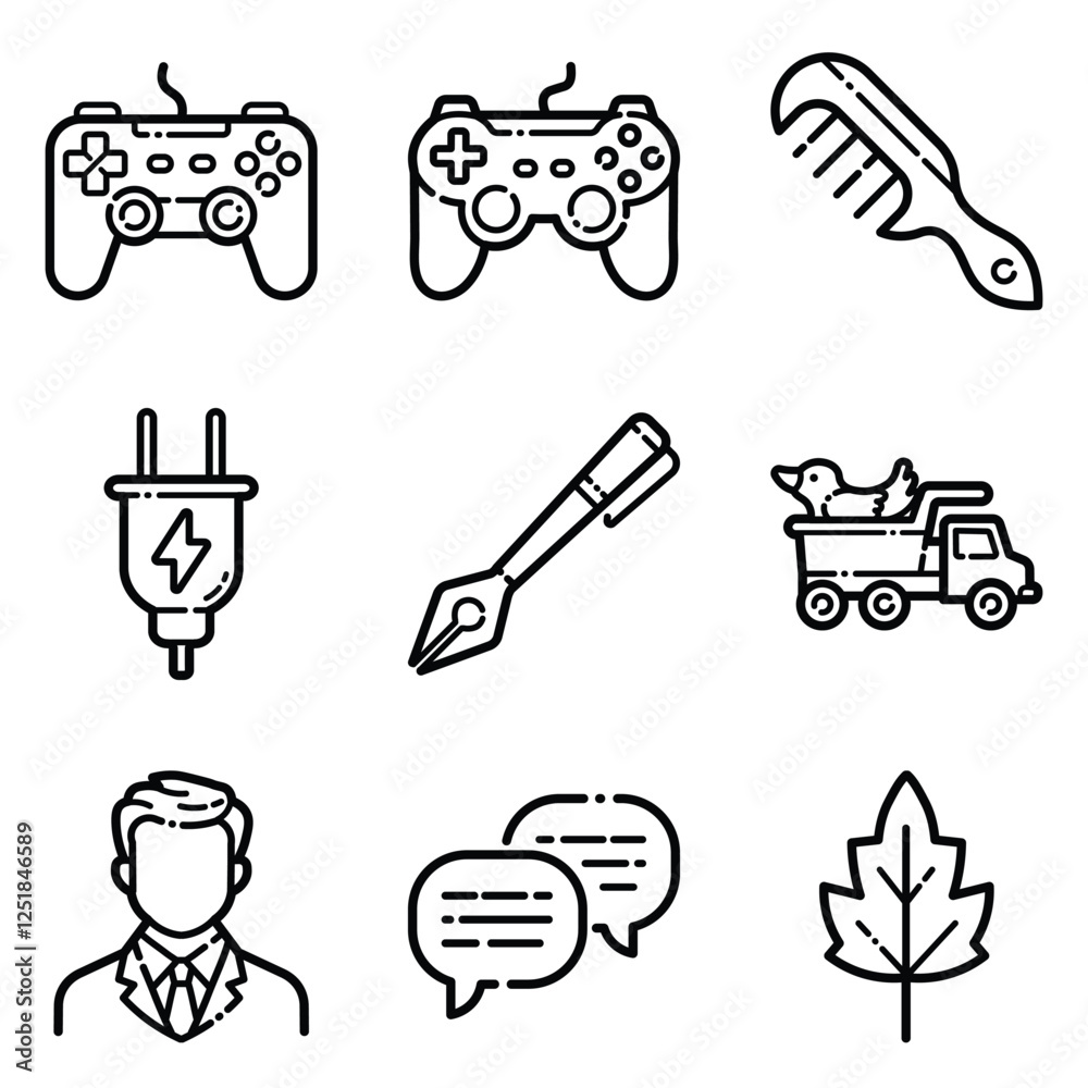 Essential Flat Icon Set Isolated On White Background Essential Flat Icon Set Isolated On White Background