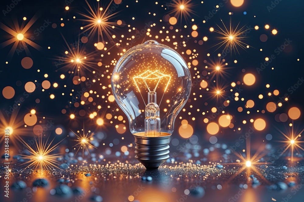 Stunning Imagery of a Magical Light Bulb Surrounded by Sparkles Representing Creativity and Inspiration Stunning Imagery of a Magical Light Bulb Surrounded by Sparkles Representing Creativity and Inspiration