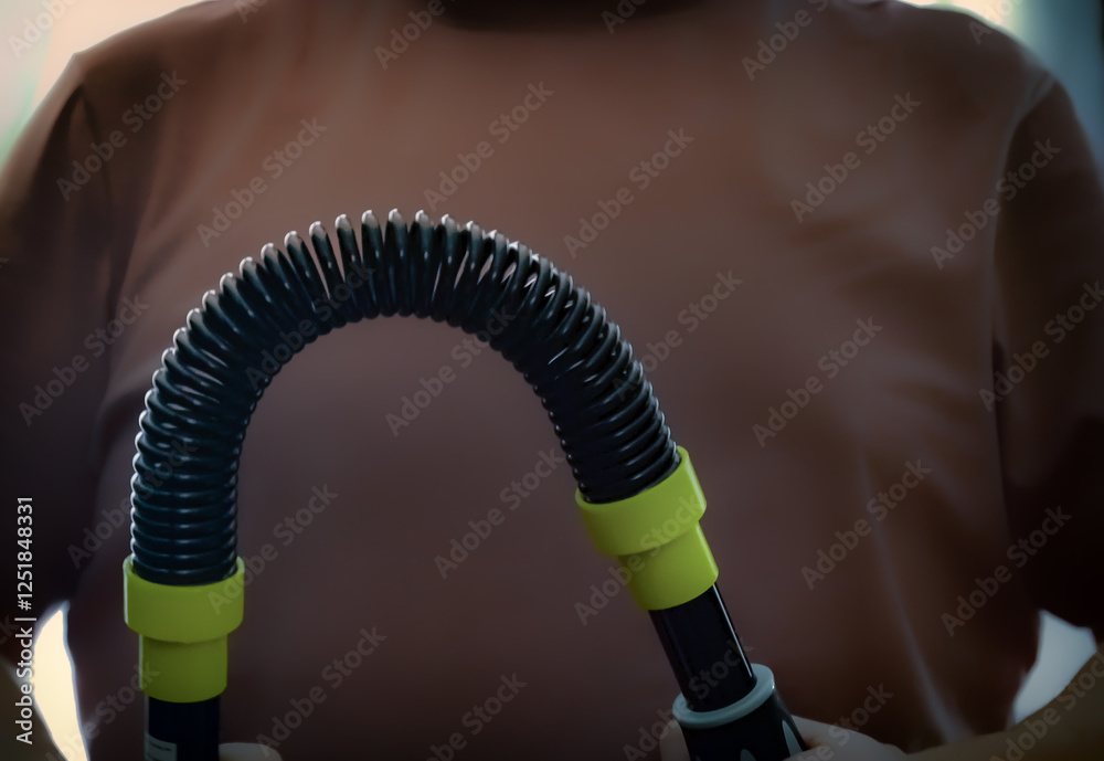 Exercising with flexible spring twister bar for home workouts