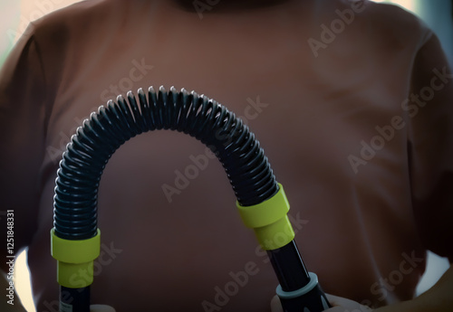 Obraz na płótnie Exercising with flexible spring twister bar for home workouts w salonie