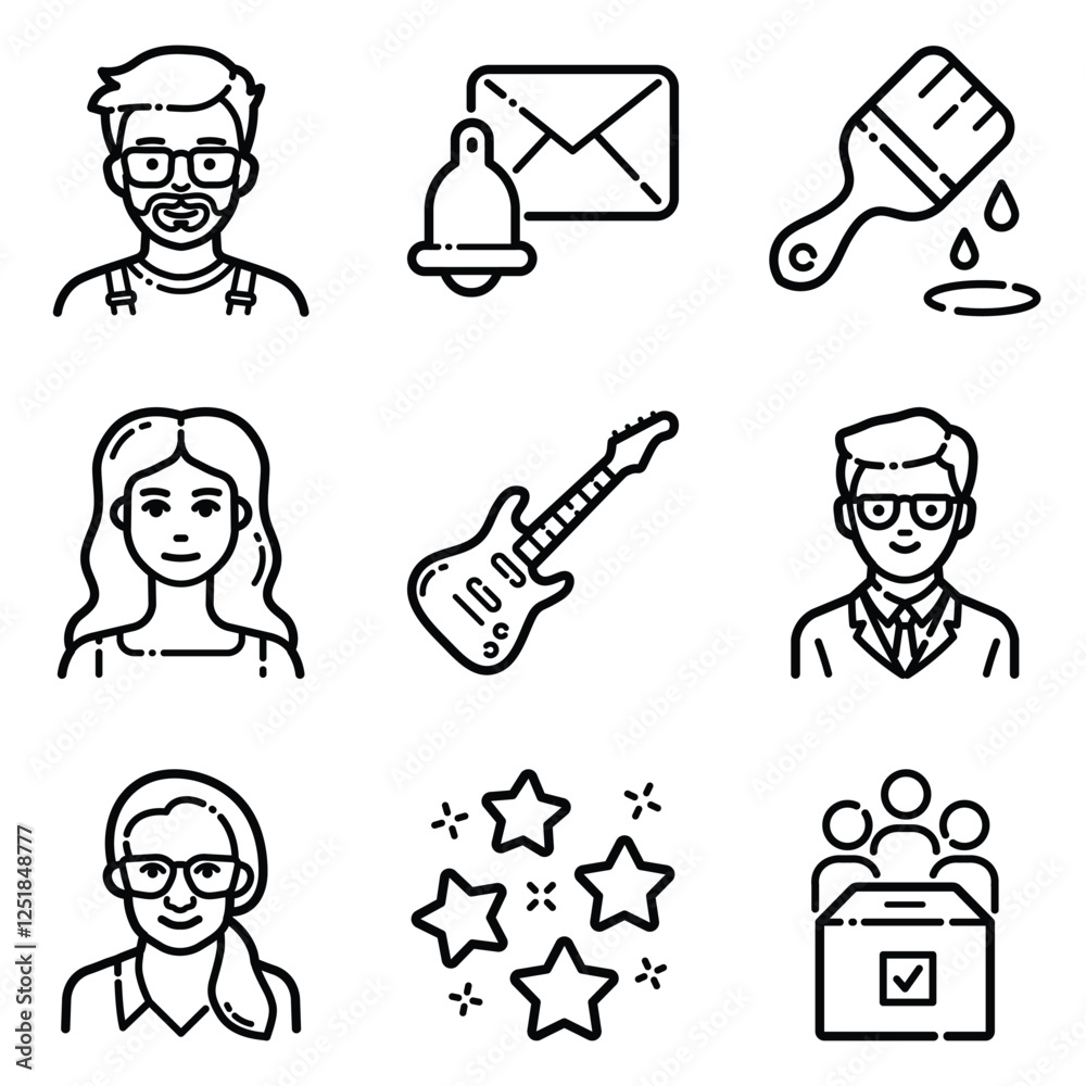 Essential Flat Icon Set Isolated On White Background Essential Flat Icon Set Isolated On White Background