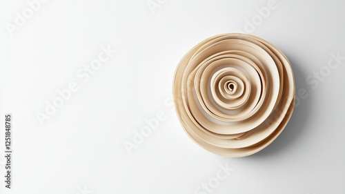 Minimalist rolled paper design on white background