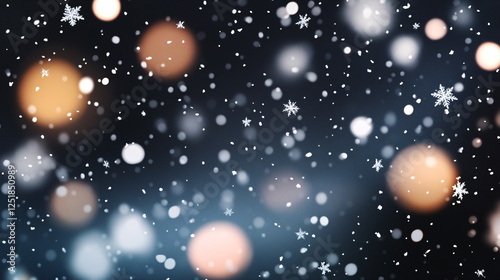 Snowflakes fall gently against a transparent background, depicting heavy snowfall and bokeh lights.