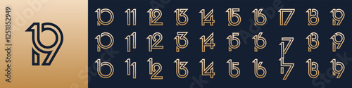 collection of creative number 10 to 19 logo designs. abstract number design vector illustration