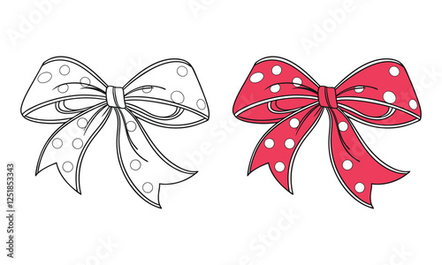 Hair ribbon illustration vector, tatto style, hand drawn vector isolated on a white background