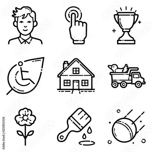 Essential Flat Icon Set Isolated On White Background