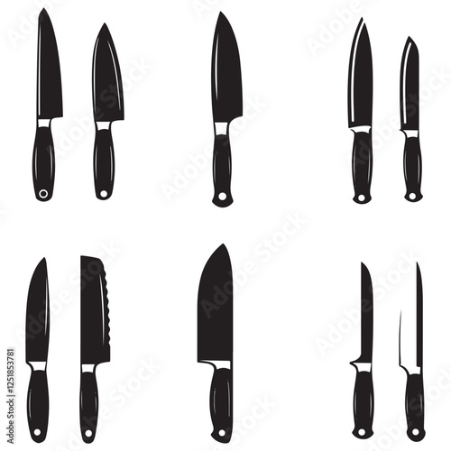 Modern Knife Silhouette Pack for Culinary Design Projects