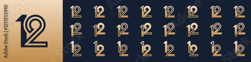 collection of creative number 12 logo designs. abstract twelve design vector illustration