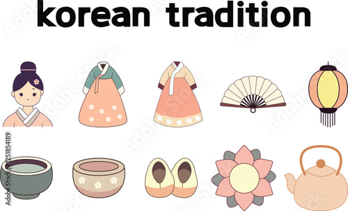 Traditional Korean Culture Icons Collection