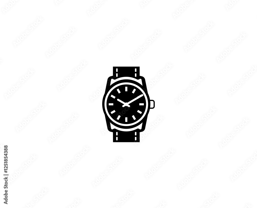 Vector illustration of a black silhouette of a classic wristwatch Vector illustration of a black silhouette of a classic wristwatch