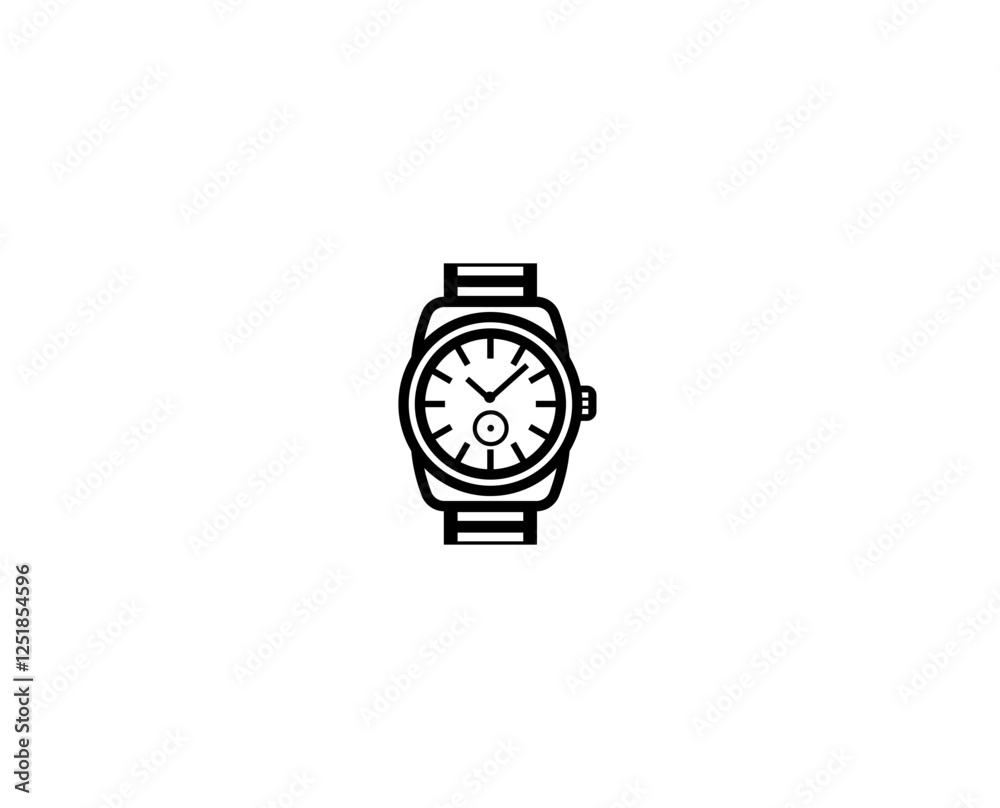 Vector illustration of a black silhouette of a classic wristwatch Vector illustration of a black silhouette of a classic wristwatch