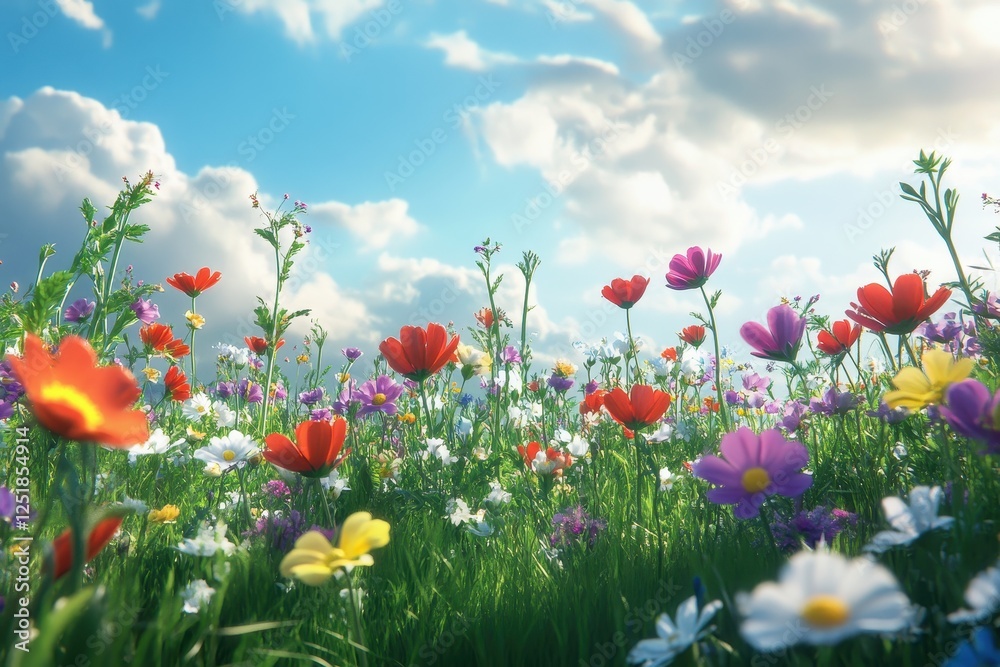 Obraz premium Vibrant Wildflowers Bloom in a Sunny Meadow