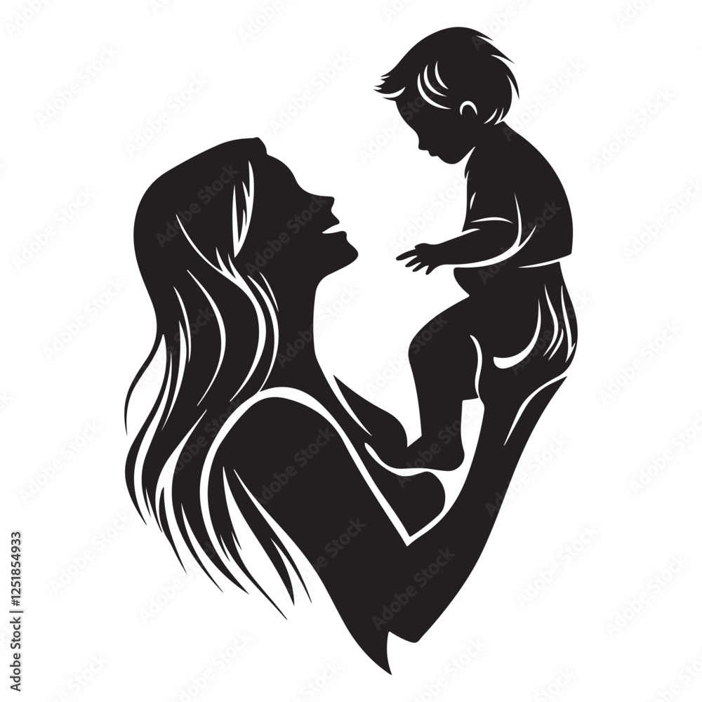 Graceful Mother and Child Silhouette for Creative Projects Graceful Mother and Child Silhouette for Creative Projects