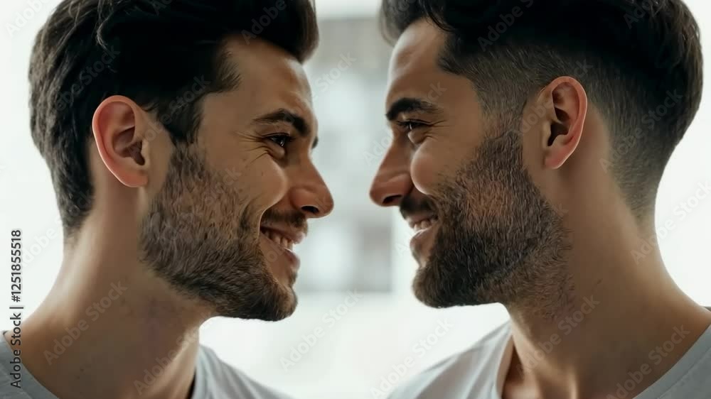 Heartfelt connection: intimate moments between smiling couple in natural light Heartfelt connection: intimate moments between smiling couple in natural light
