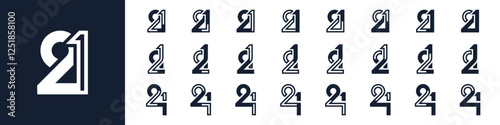 collection of creative number 21 logo designs. abstract twenty one design vector illustration
