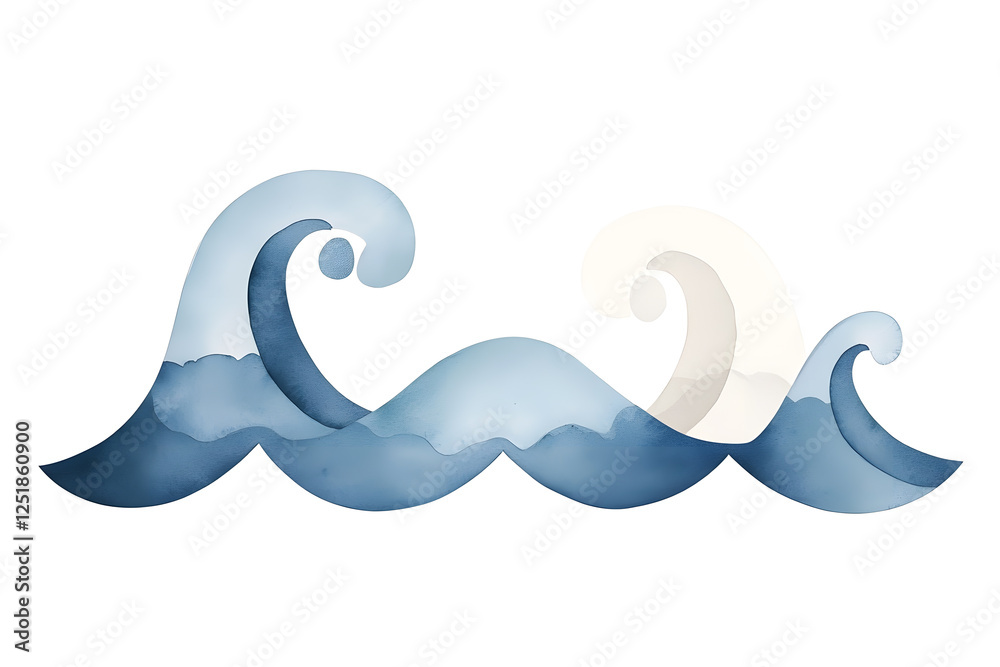 Blue sea wave watercolor illustration isolated on white background Blue sea wave watercolor illustration isolated on white background