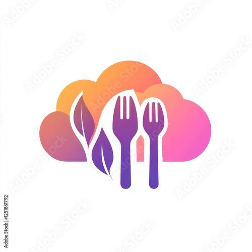 Cloud-based healthy food delivery logo photo