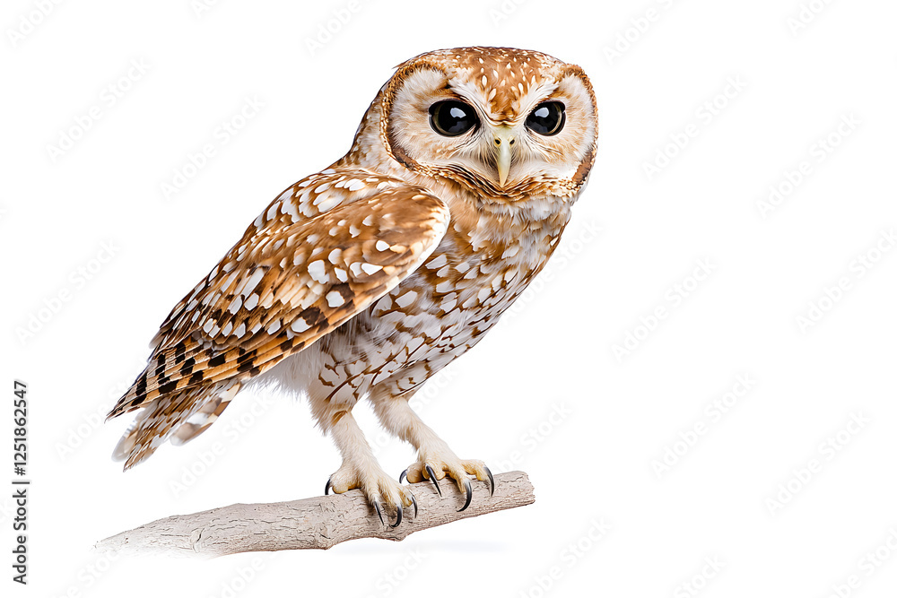 Naklejka premium Owl is sitting isolated on white background