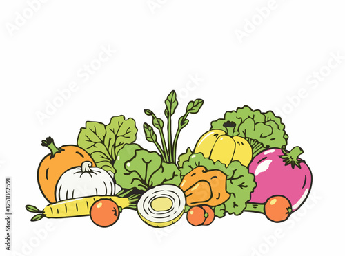 Fresh Organic Vegetables Vector Illustration for Healthy Eating