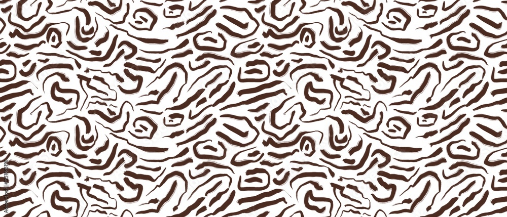 Seamless abstract textured pattern. Brown lines, stains on white. Digital brush strokes. Design for textile fabrics, wrapping paper, background, wallpaper, cover. Seamless abstract textured pattern. Brown lines, stains on white. Digital brush strokes. Design for textile fabrics, wrapping paper, background, wallpaper, cover.
